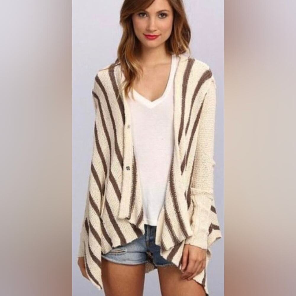 Free People Striped Chevron V-Neck Cardigan--Med